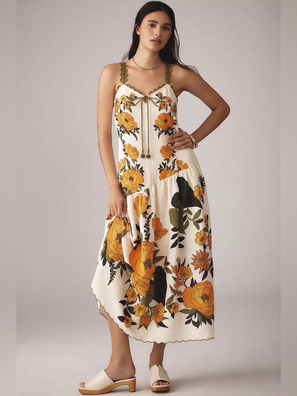 Farm Rio x Anthropologie Sleeveless V-Neck A-Line Maxi Dress Size Xs